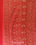 Chilly Red Striped Pure Crepe Silk Handloom Saree
