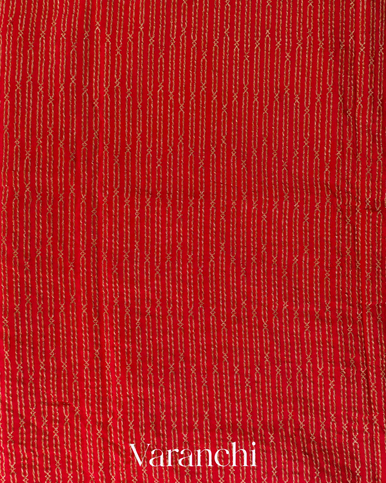 Chilly Red Striped Pure Crepe Silk Handloom Saree