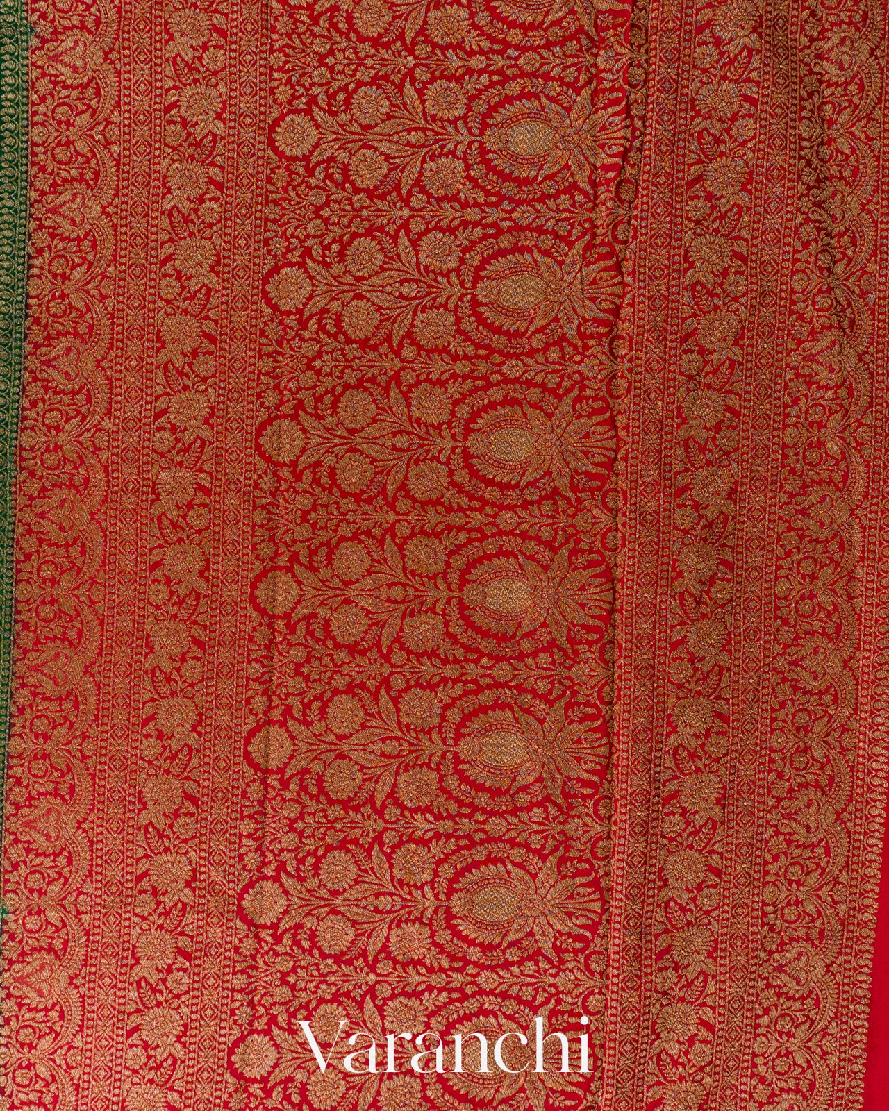 Bottle Green Striped Pure Crepe Silk Handloom Saree