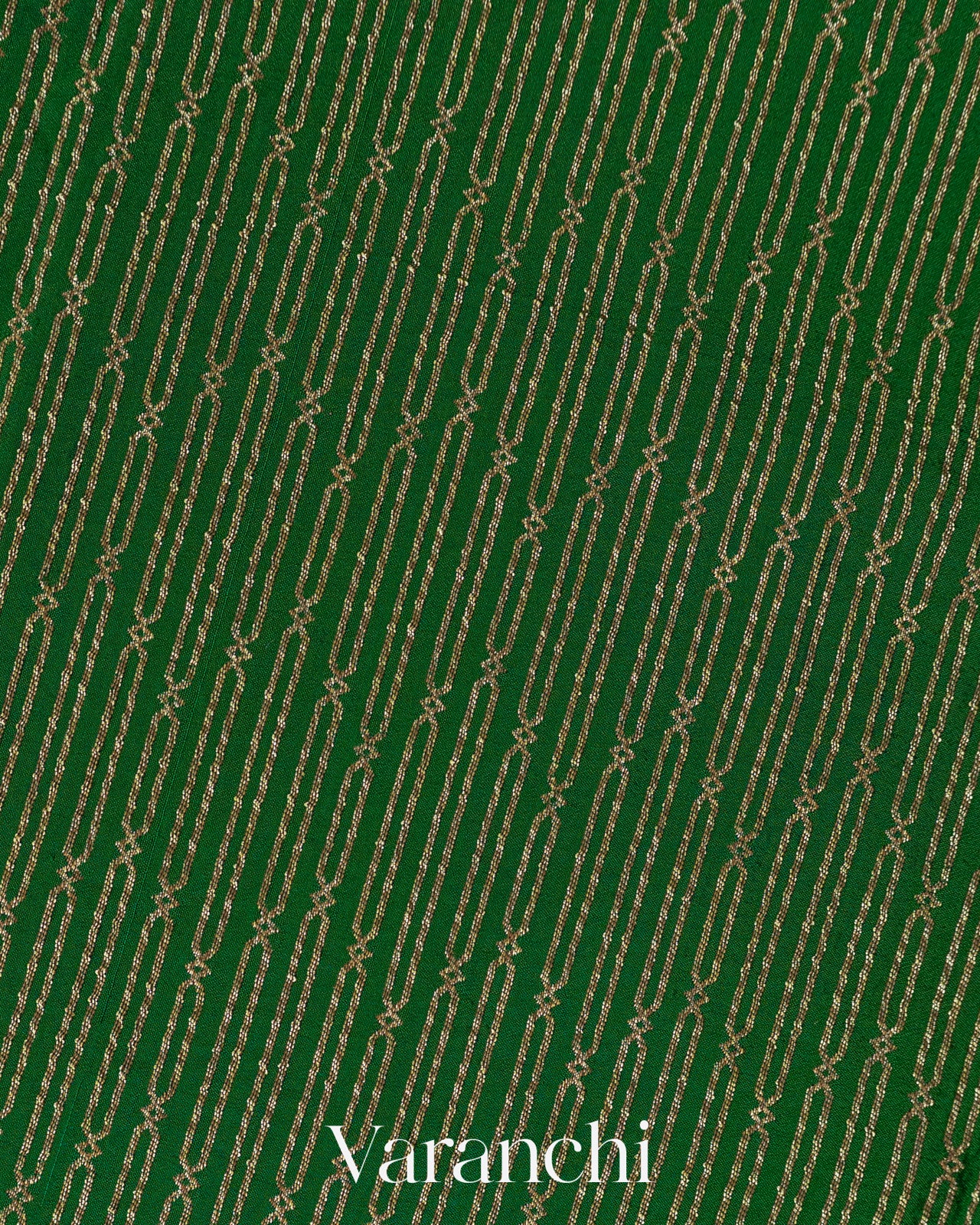 Bottle Green Striped Pure Crepe Silk Handloom Saree