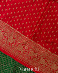 Bottle Green Striped Pure Crepe Silk Handloom Saree
