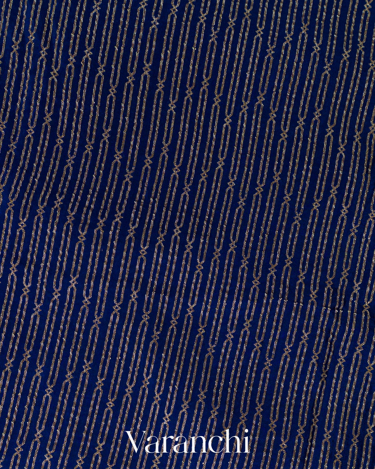 Navy Blue Striped Pure Crepe Silk Handloom Saree