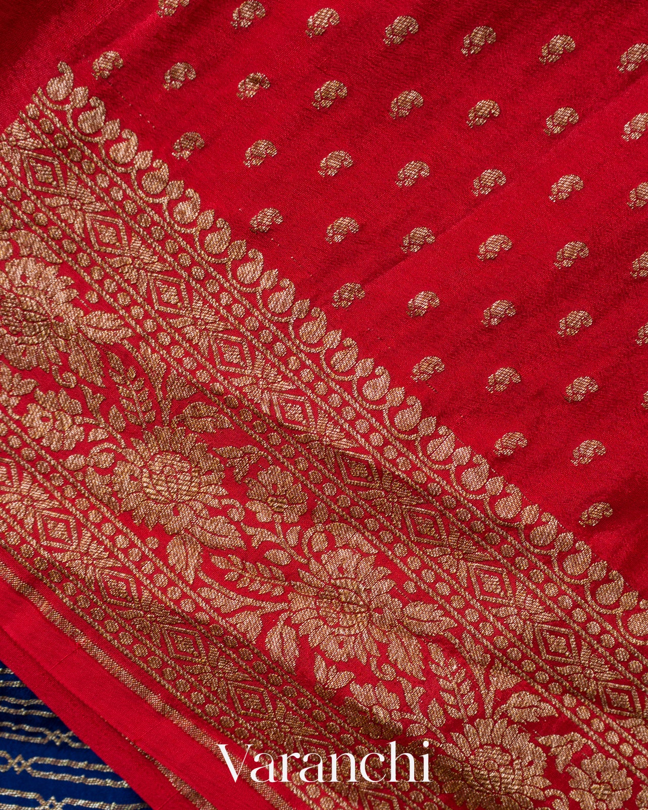Navy Blue Striped Pure Crepe Silk Handloom Saree
