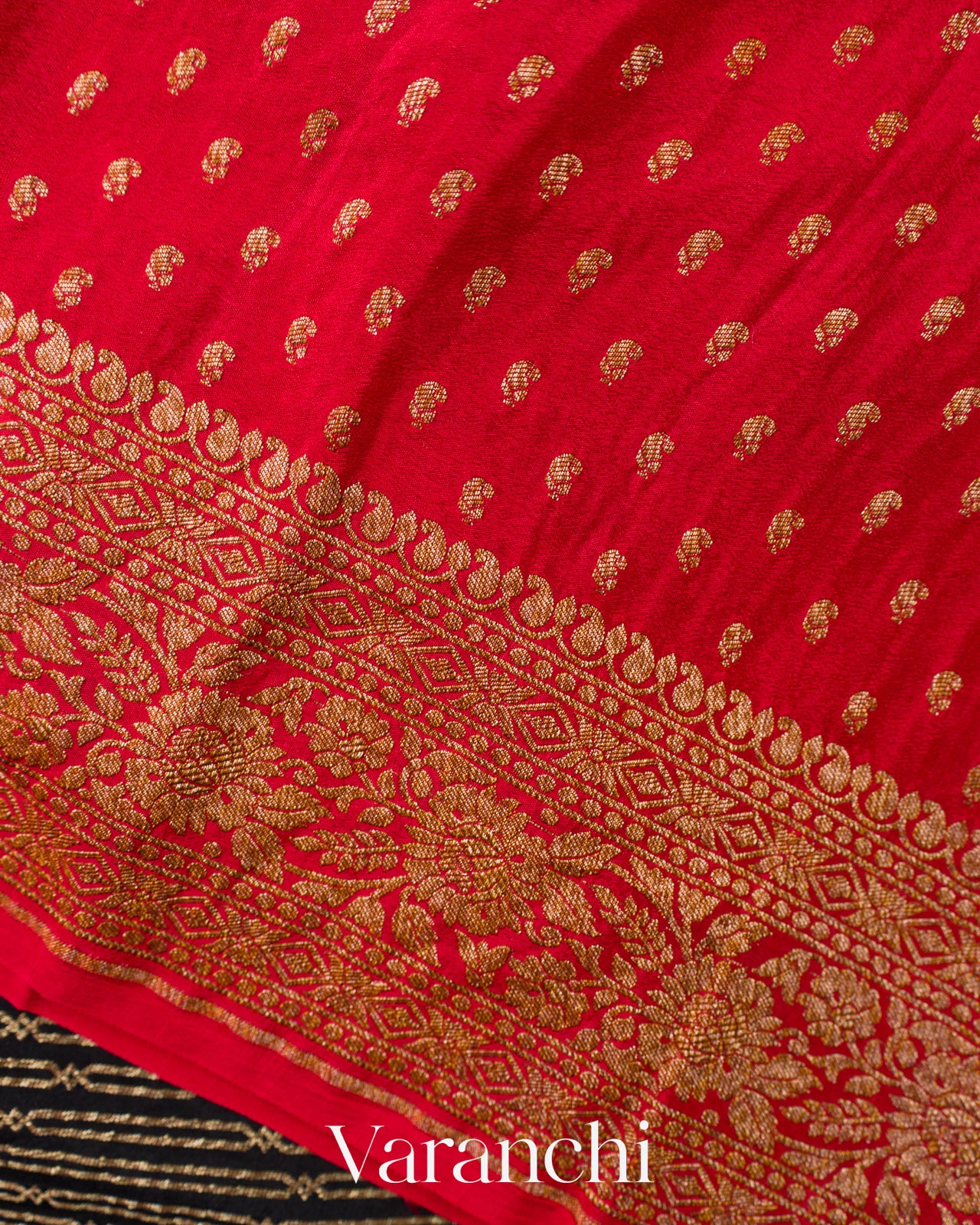 Black Striped Pure Crepe Silk Handloom Saree