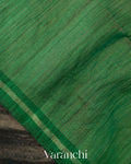 Bottle Green with Sequin Embroidery Pure Muslin Silk Handloom Saree