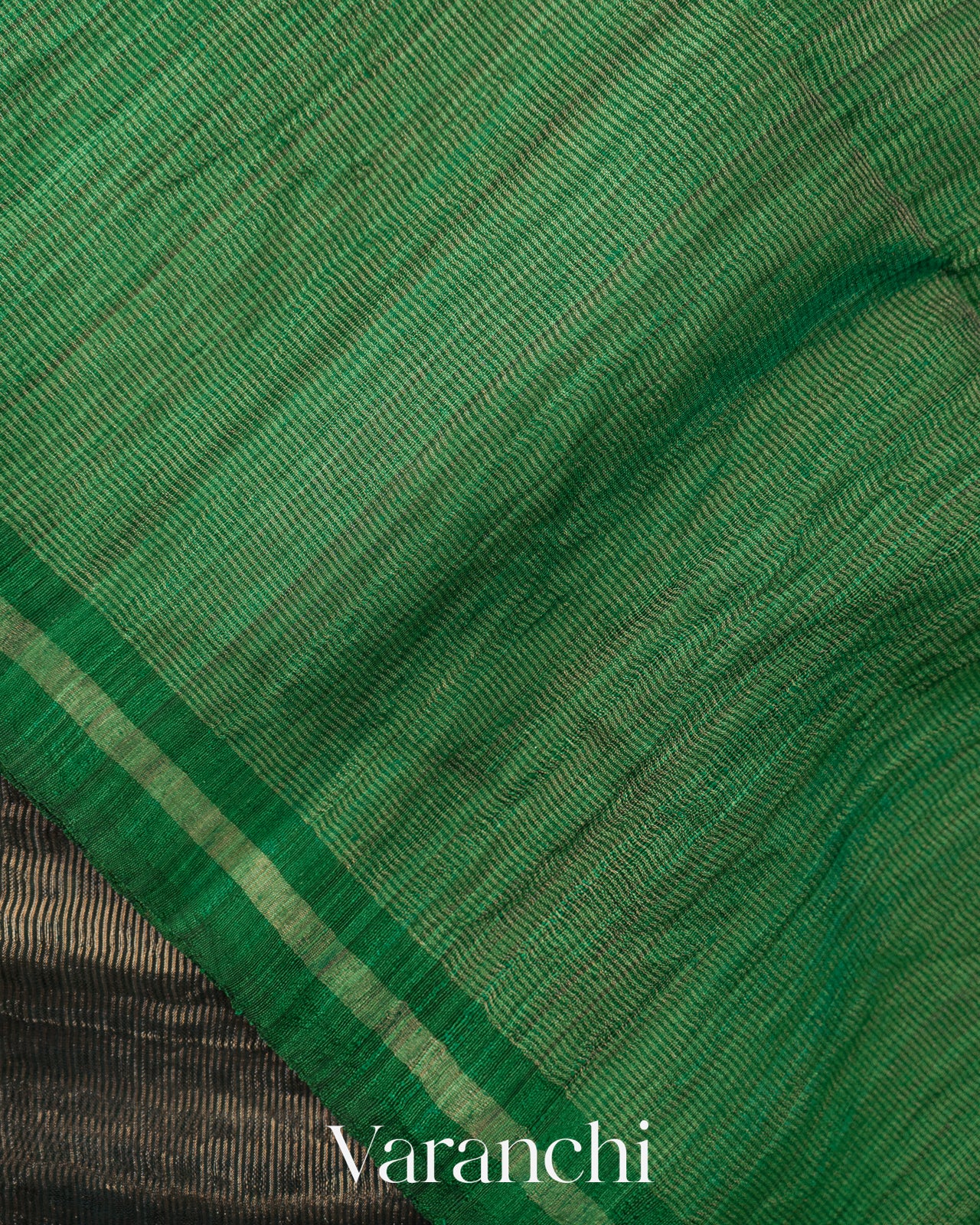 Bottle Green with Sequin Embroidery Pure Muslin Silk Handloom Saree