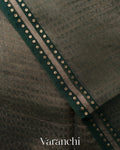 Bottle Green with Sequin Embroidery Pure Muslin Silk Handloom Saree