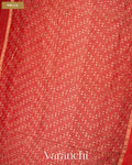 Coral Red with Sequin Embroidery Pure Muslin Silk Handloom Saree — Pallu