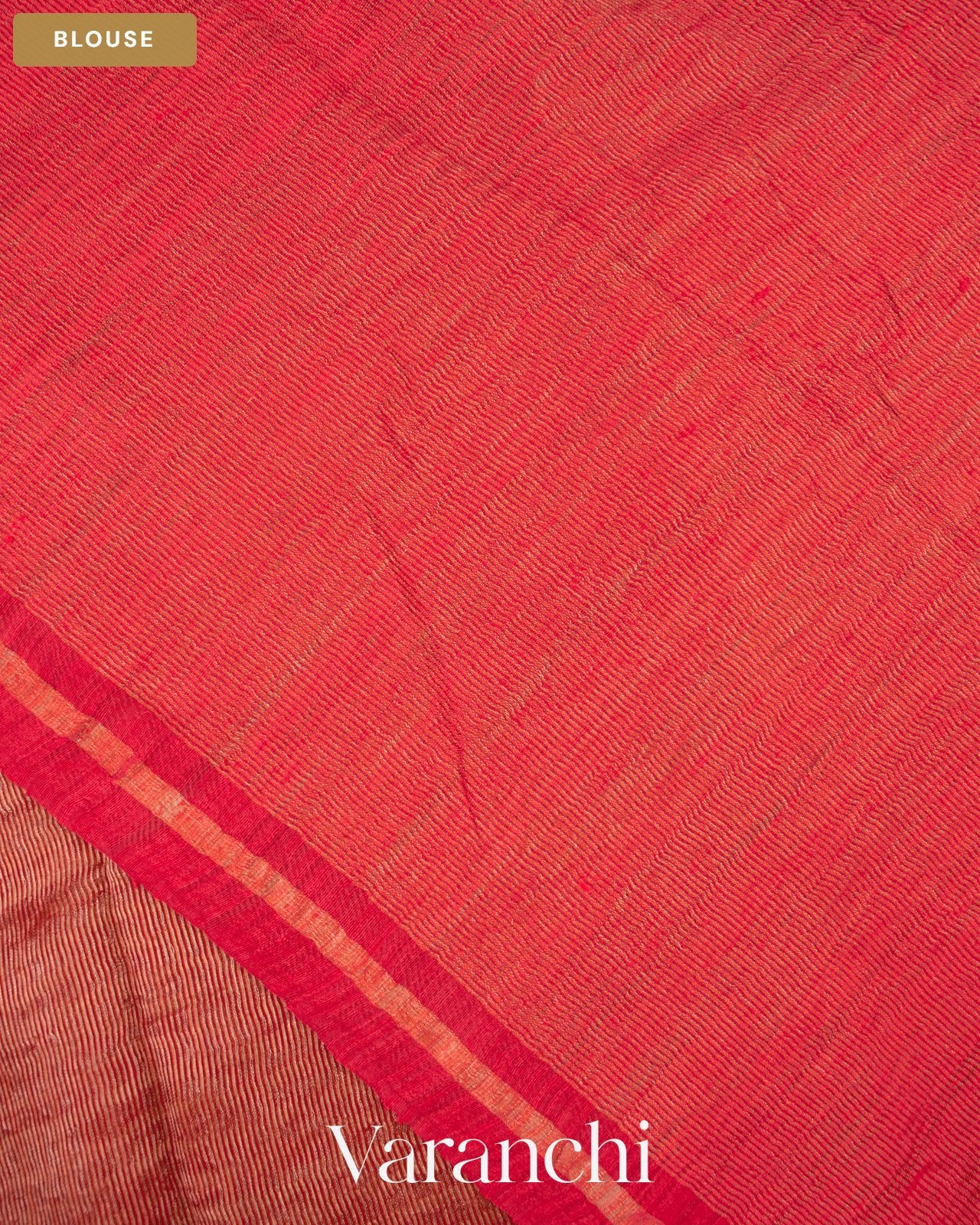 Coral Red with Sequin Embroidery Pure Muslin Silk Handloom Saree — Blouse