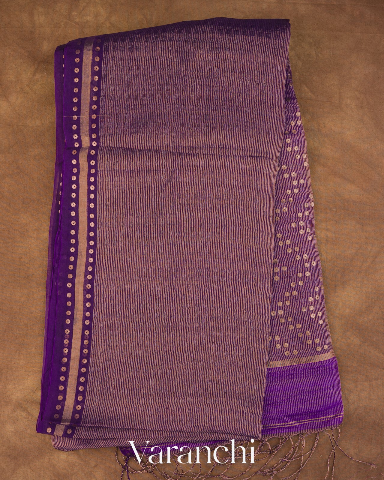 Violet with Sequin Embroidery Pure Muslin Silk Handloom Saree