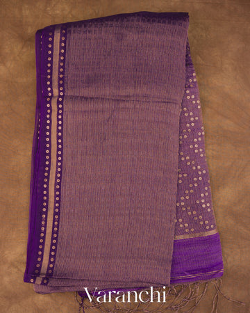Violet with Sequin Embroidery Pure Muslin Silk Handloom Saree