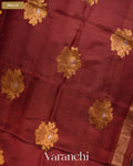 Deep Maroon Jamdani Pure Mulberry Silk Handloom Saree — Pallu