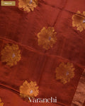 Metallic Brown Jamdani Pure Mulberry Silk Handloom Saree — Pallu