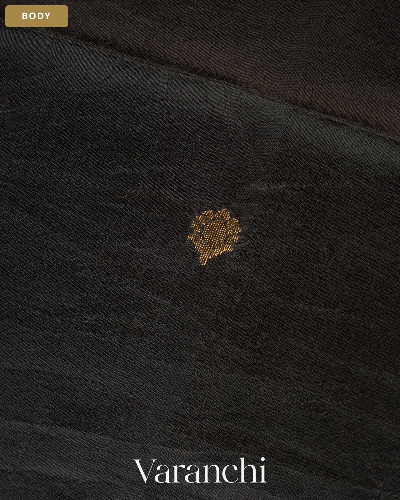 Black Jamdani Pure Mulberry Silk Handloom Saree — Body