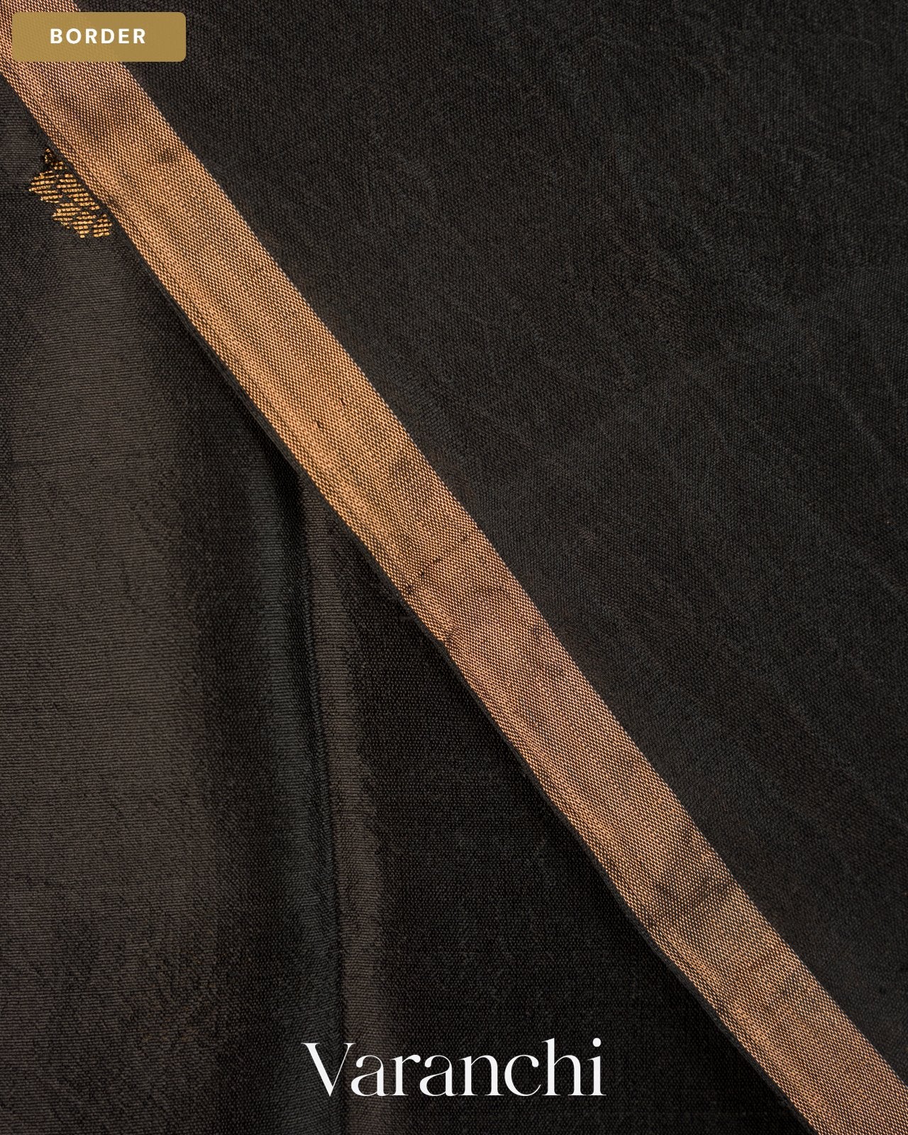 Black Jamdani Pure Mulberry Silk Handloom Saree — Border