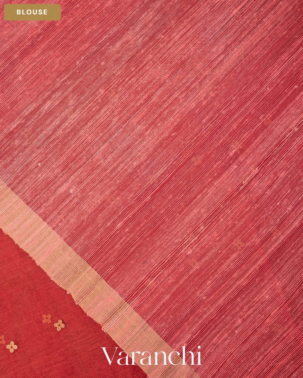 Coral Pink Sequin with Jamdani Paithani Pallu Pure Muslin Silk Handloom Saree — Blouse