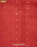 Coral Pink Sequin Jamdani Paithani Pallu Pure Muslin Silk Handloom Saree — Body