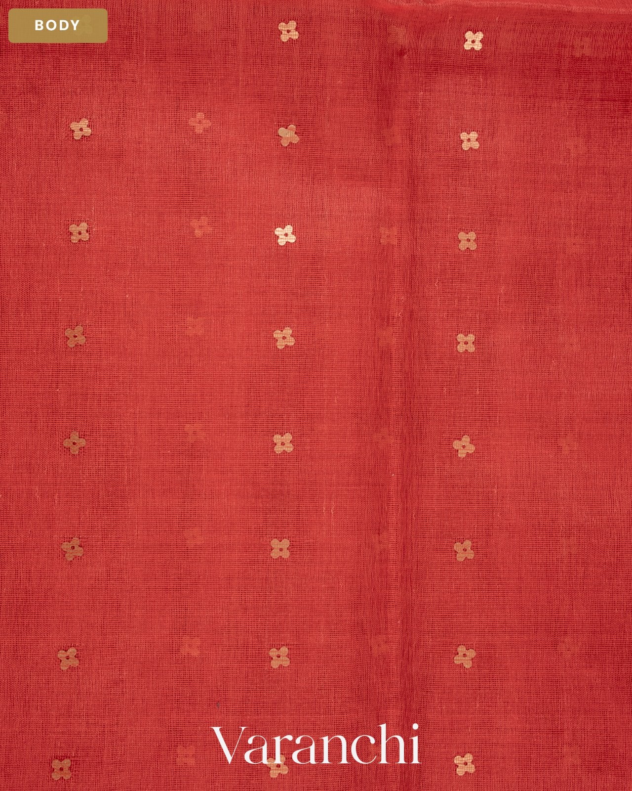 Coral Pink Sequin Jamdani Paithani Pallu Pure Muslin Silk Handloom Saree — Body