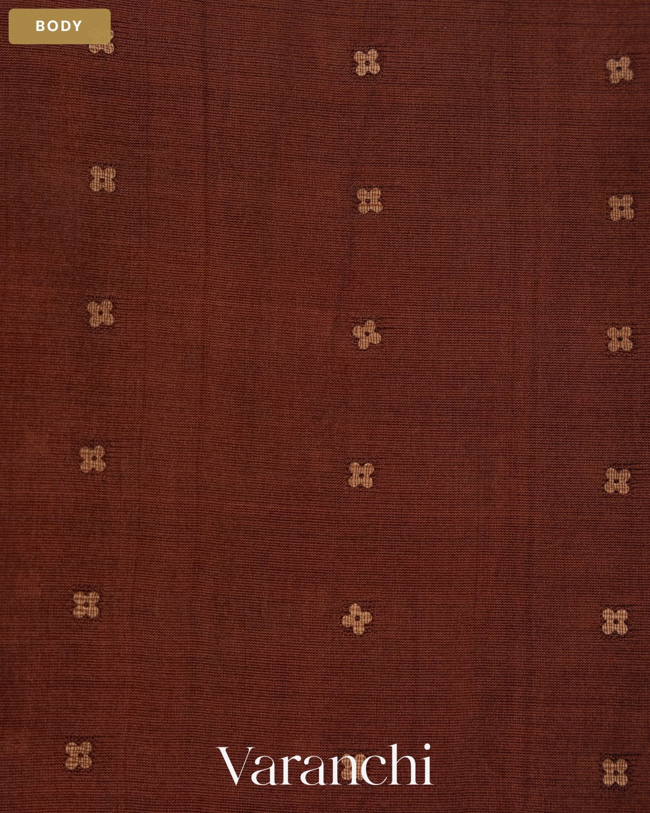Coffee Brown Sequin Jamdani Paithani Pallu Pure Muslin Silk Handloom Saree — Body