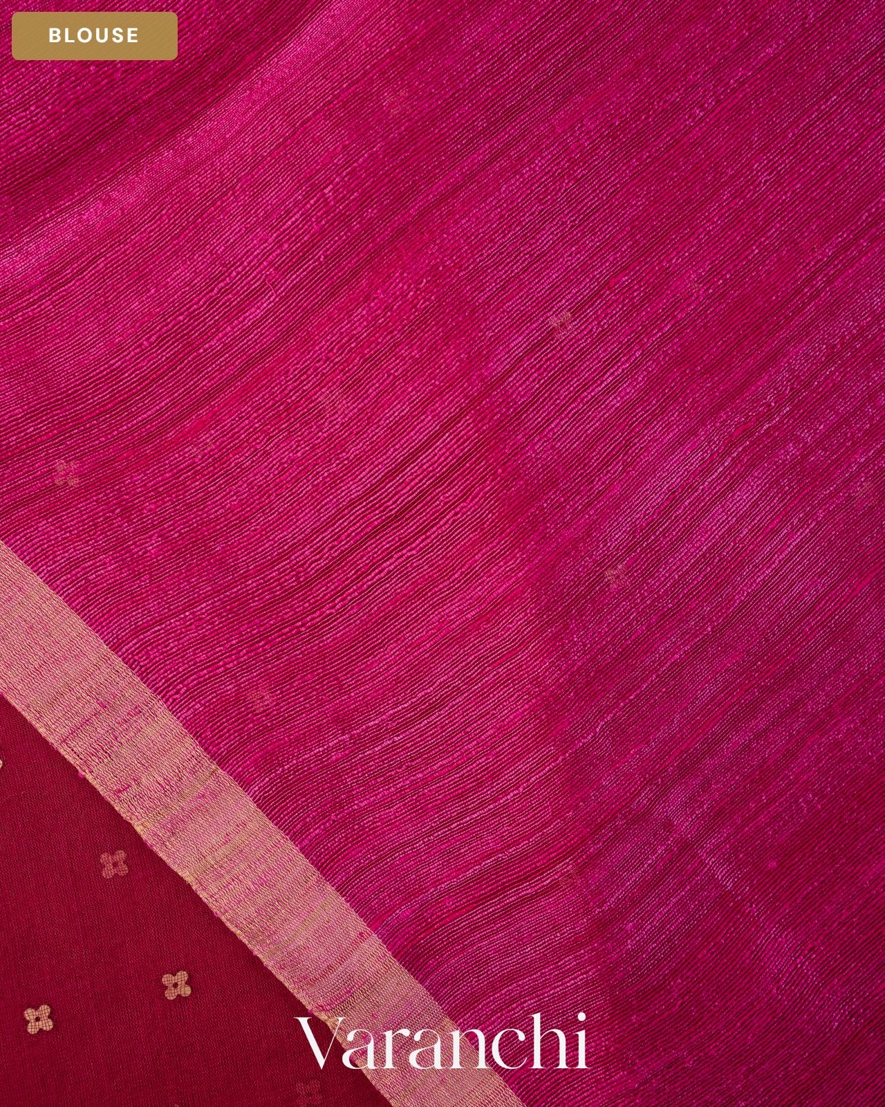 Rani Pink Sequin Jamdani Paithani Pallu Pure Muslin Silk Handloom Saree — Blouse