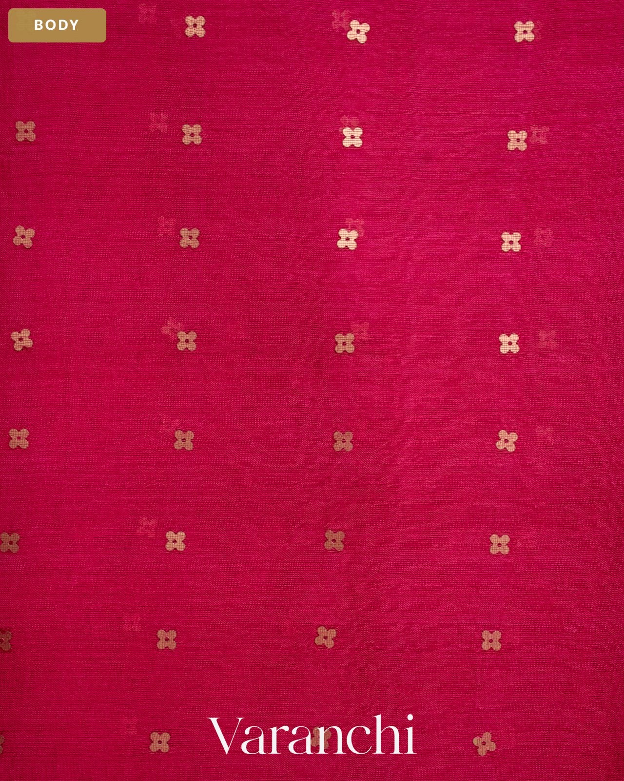 Rani Pink Sequin Jamdani Paithani Pallu Pure Muslin Silk Handloom Saree — Body