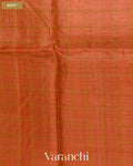 Rust Orange Checkered Pure Tussar Silk Handloom Saree — Body