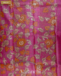 Rust Orange Checkered Pure Tussar Silk Handloom Saree — Pallu