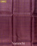 Purple Checkered Pure Tussar Silk Handloom Saree — Body