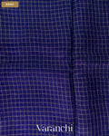 Navy Blue Checkered Pure Kora Silk Saree — Body