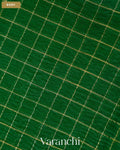 Emerald Green Checkered Pure Kora Silk Saree — Body