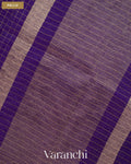 Deep Violet Checkered Pure Kora Silk Saree — Pallu