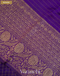 Deep Violet Checkered Pure Kora Silk Saree — Blouse