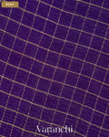 Deep Violet Checkered Pure Kora Silk Saree — Body