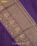 Deep Violet Checkered Pure Kora Silk Saree — Border