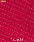Magenta Pink Checkered Pure Crush Kora Silk Saree — Body