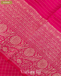 Magenta Pink Checkered Pure Crush Kora Silk Saree — Blouse