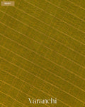Olive Green Checkered Pure Crush Kora Silk Saree — Body