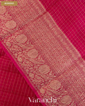 Rani Pink Checkered Pure Crush Kora Silk Saree — Border