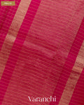 Rani Pink Checkered Pure Crush Kora Silk Saree — Pallu