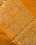 Mango Yellow Checkered Pure Crush Kora Silk Saree — Border