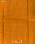 Mango Yellow Checkered Pure Crush Kora Silk Saree — Body