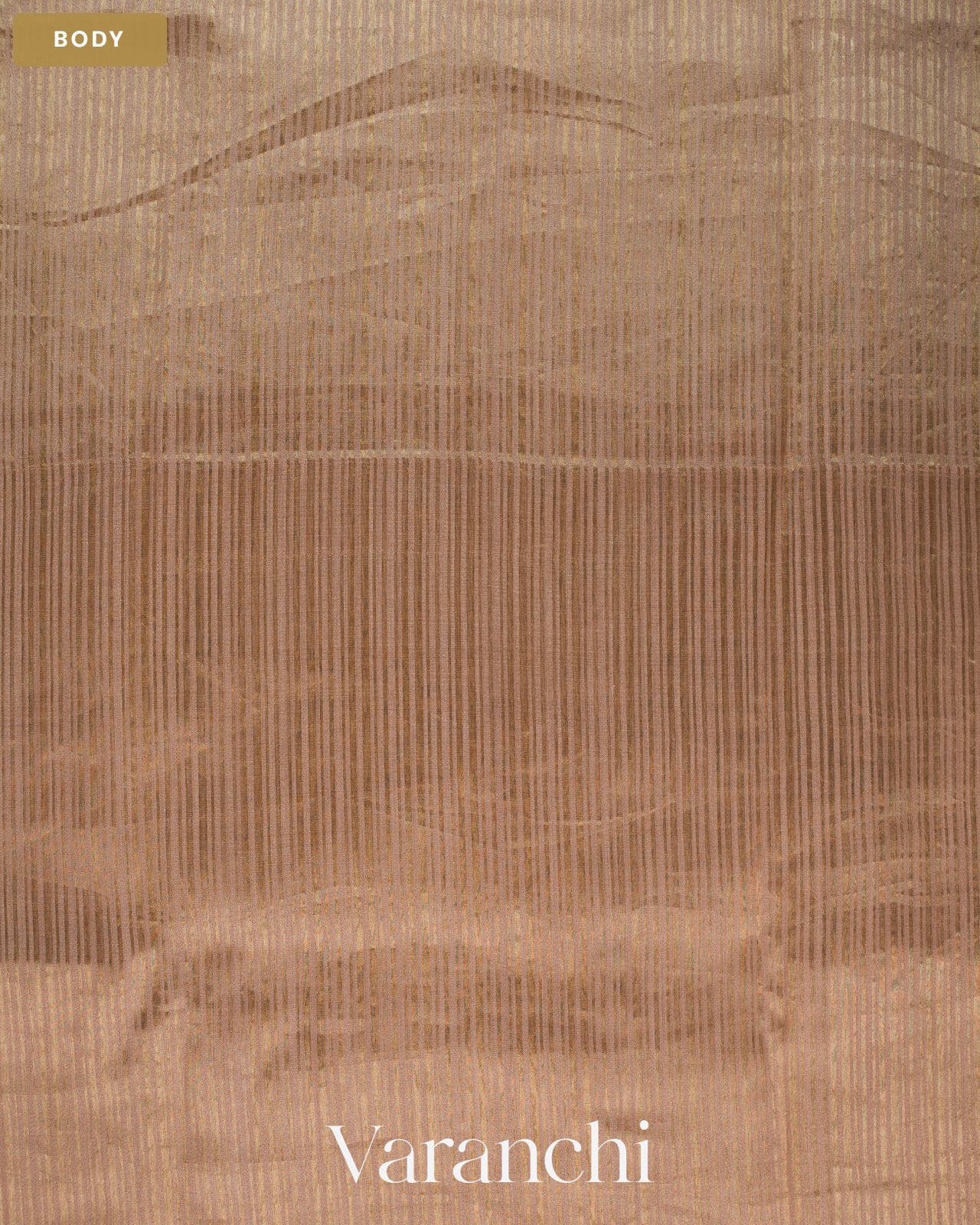 Light Brown Striped Pure Katan Silk Saree — Body