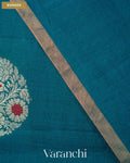 Navy Blue Pure Chiniya Silk Saree — Border