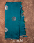 Navy Blue Pure Chiniya Silk Saree — Full Saree
