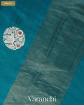 Navy Blue Pure Chiniya Silk Saree — Pallu