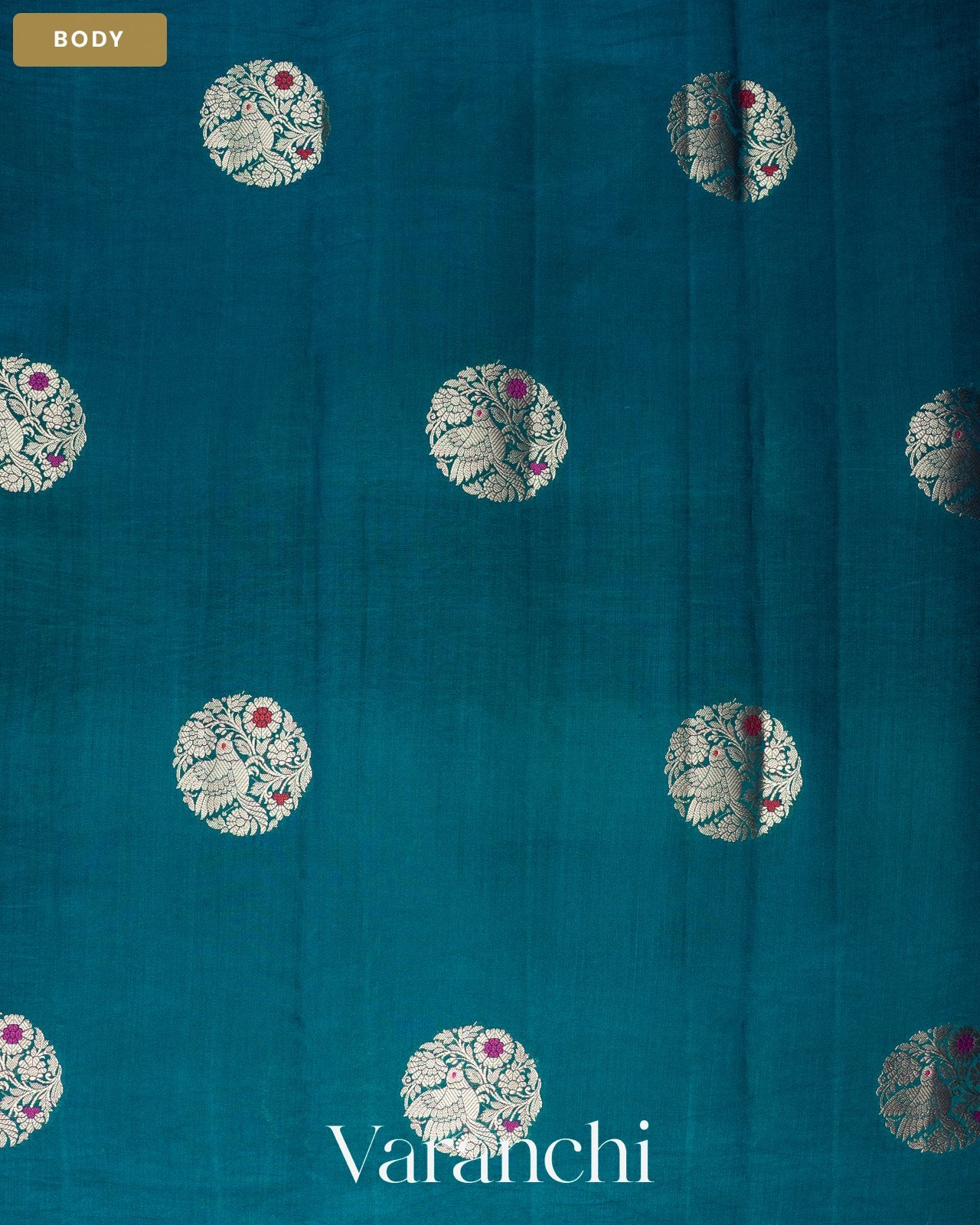 Navy Blue Pure Chiniya Silk Saree — Body