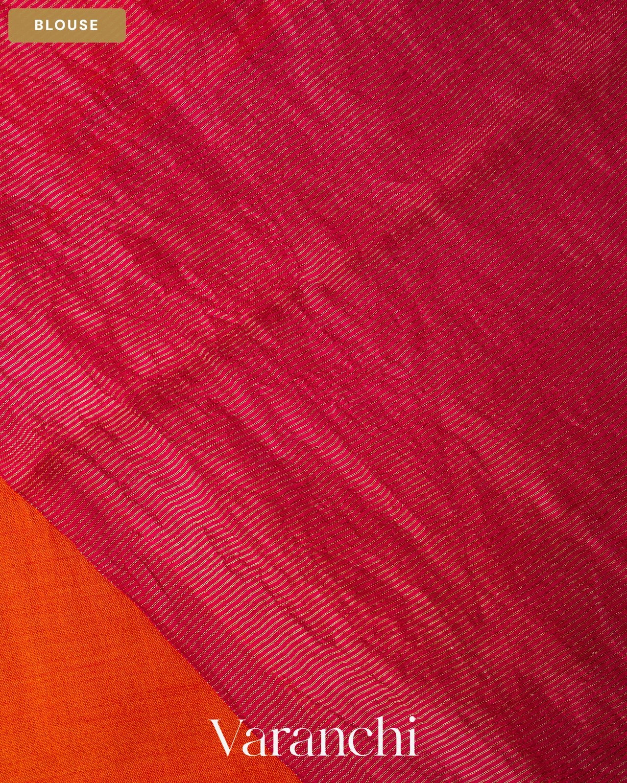 Bright Orange Pure Chiniya Silk Saree — Blouse