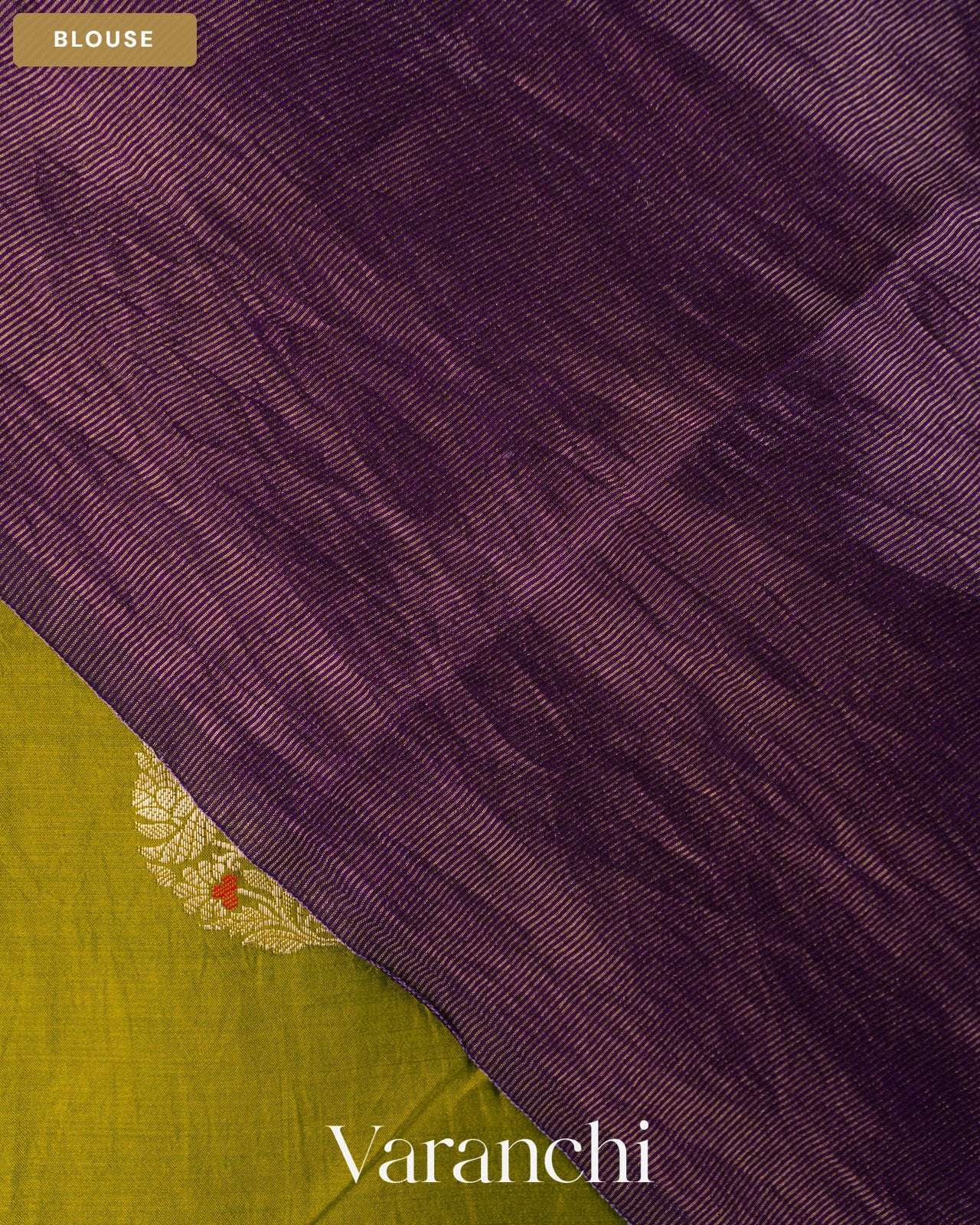 Olive Green Pure Chiniya Silk Saree — Blouse