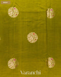 Olive Green Pure Chiniya Silk Saree — Body