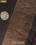Black Pure Chiniya Silk Saree — Pallu